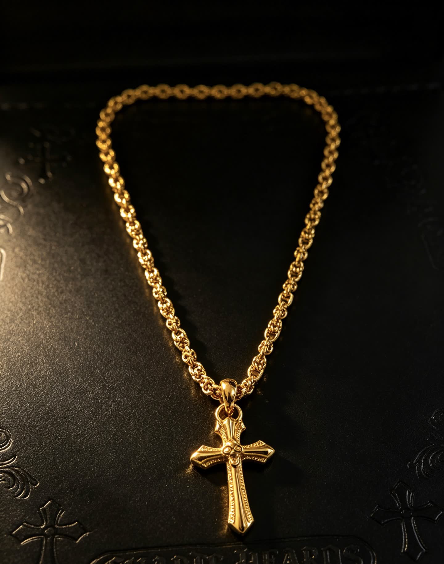Chrome Hearts Gold Cross Pendant Necklace